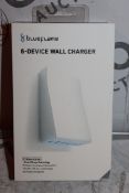 Lot to Contain 6 Boxed Blue Flame 6 Device USB Wall Chargers with Smart Charge Technology Combined