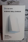 Lot to Contain 6 Boxed Blue Flame 6 Device USB Wall Chargers with Smart Charge Technology Combined