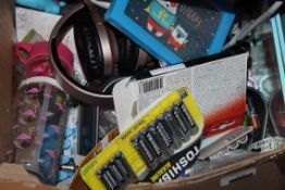 Lot to Contain a Large Assortment of Items to Include Batteries, Advent Calendars, Headphones,