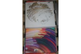 Lot to Contain 2 Assorted Art Pieces to Include a Budding Rose and a Close Up Colourful Explosion (