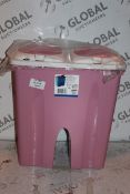 Pink 2 Compartment Step Bin RRP £35 (16243) (Public Viewing and Appraisals Available)