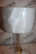 Glass Base Fabric Shade Designer Table Lamp RRP £75 (15250) (Public Viewing and Appraisals