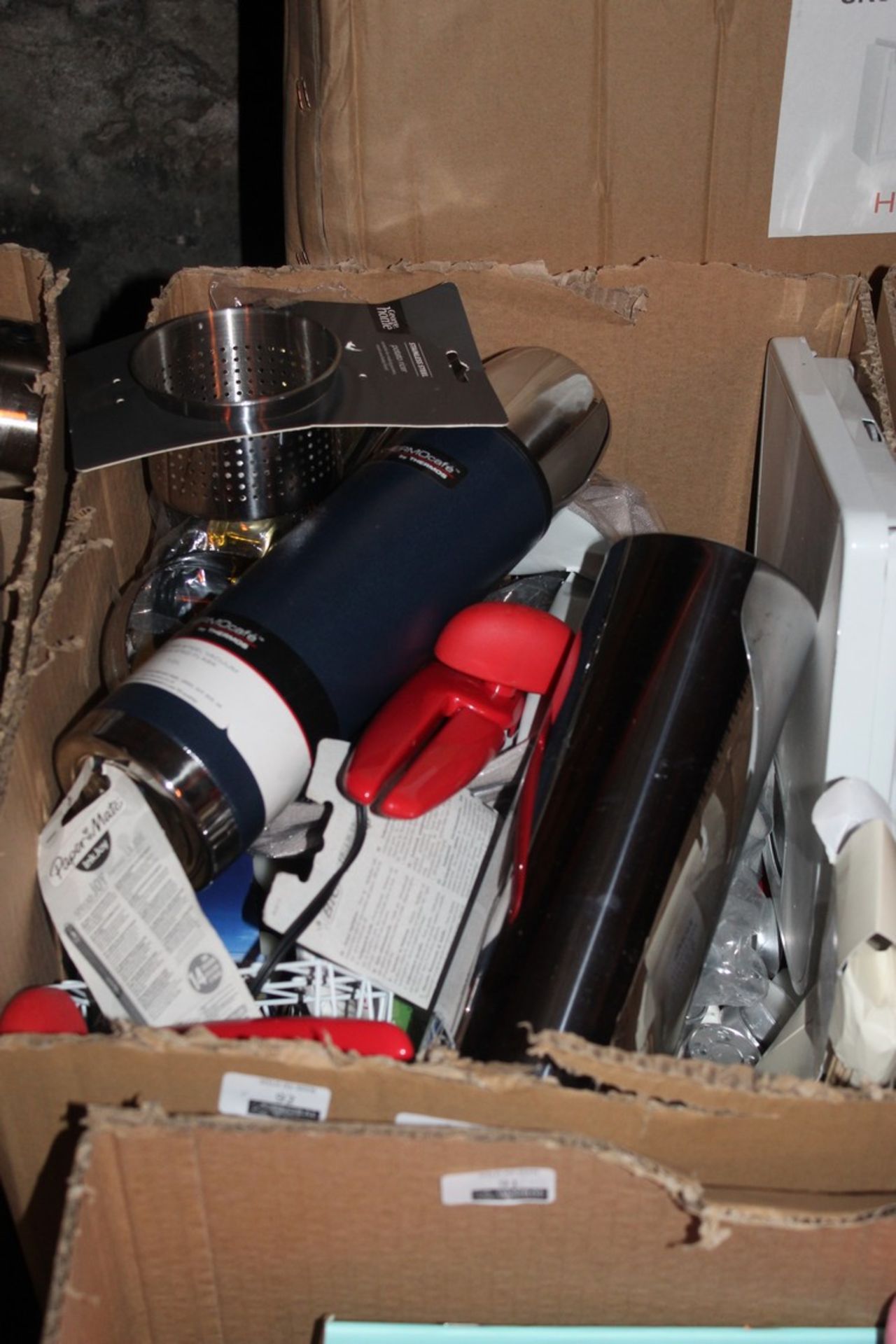 Lot to Contain a Large Assortment of Items to Include Thermo Flasks, Potato Ricers, Papermate