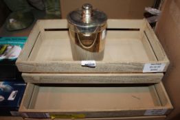 Lot to Contain 4 Assorted Items to Include Storage Tin and 3 Cford Wooden Organisers Combined RRP £