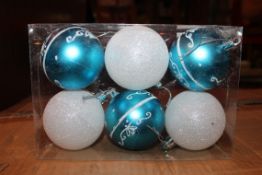 Box to Contain a Large Assortment of Roman Conrad 6cm Lake Blue and White Christmas Baubles (