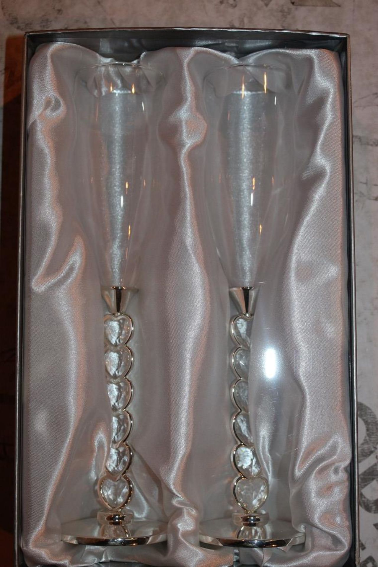 Lot to Contain 4 Brand New Sets of 2 The Wedding To Love And To Honour Toasting Flute Sets