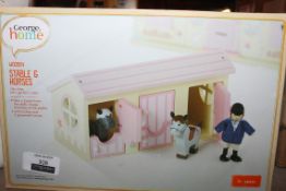 Boxed George at Home Wooden Stable and Horse Set RRP £35 (Public Viewing and Appraisals Available)