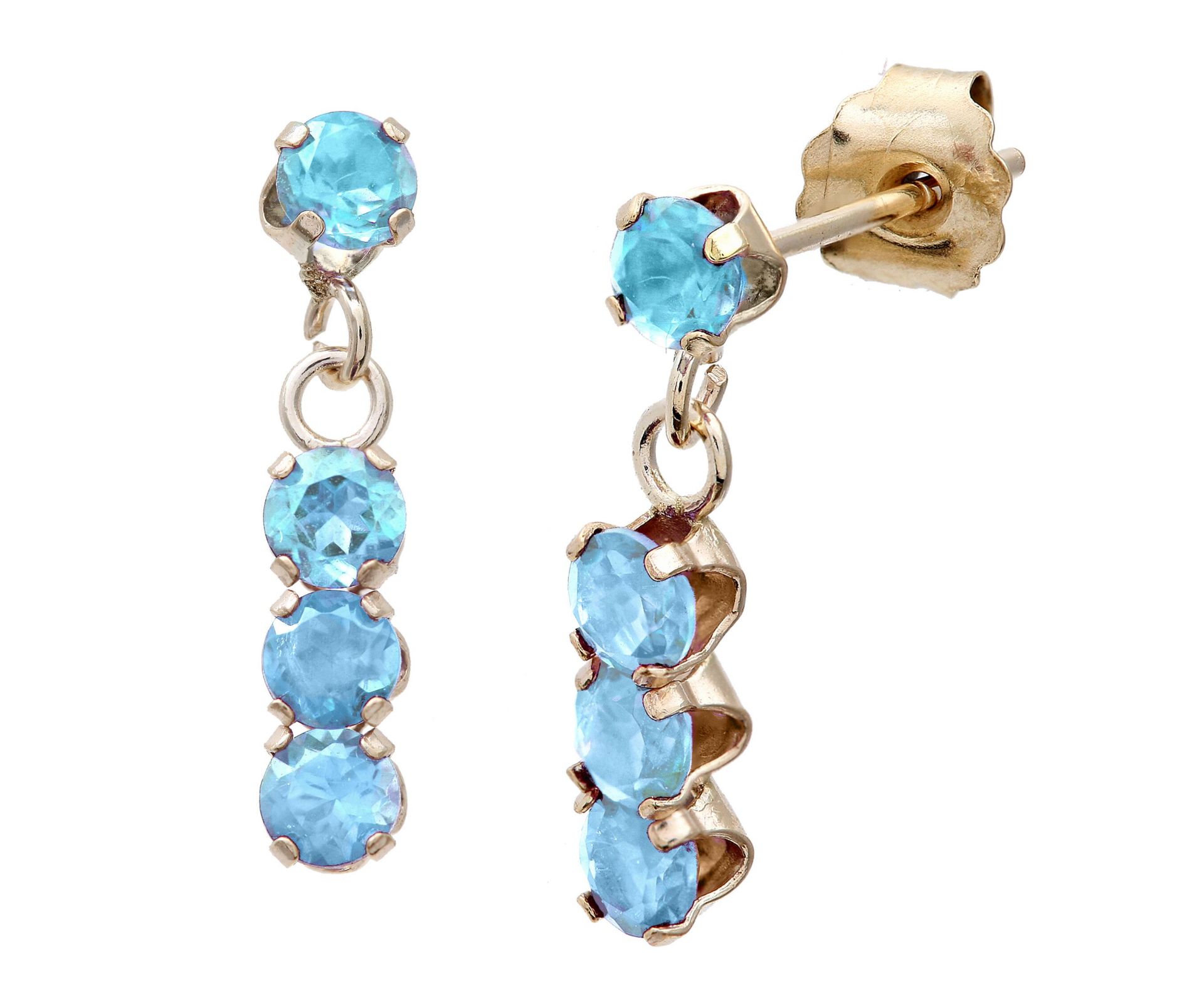 Blue Topaz Natural Gemstone Drop Earrings, Metal 9