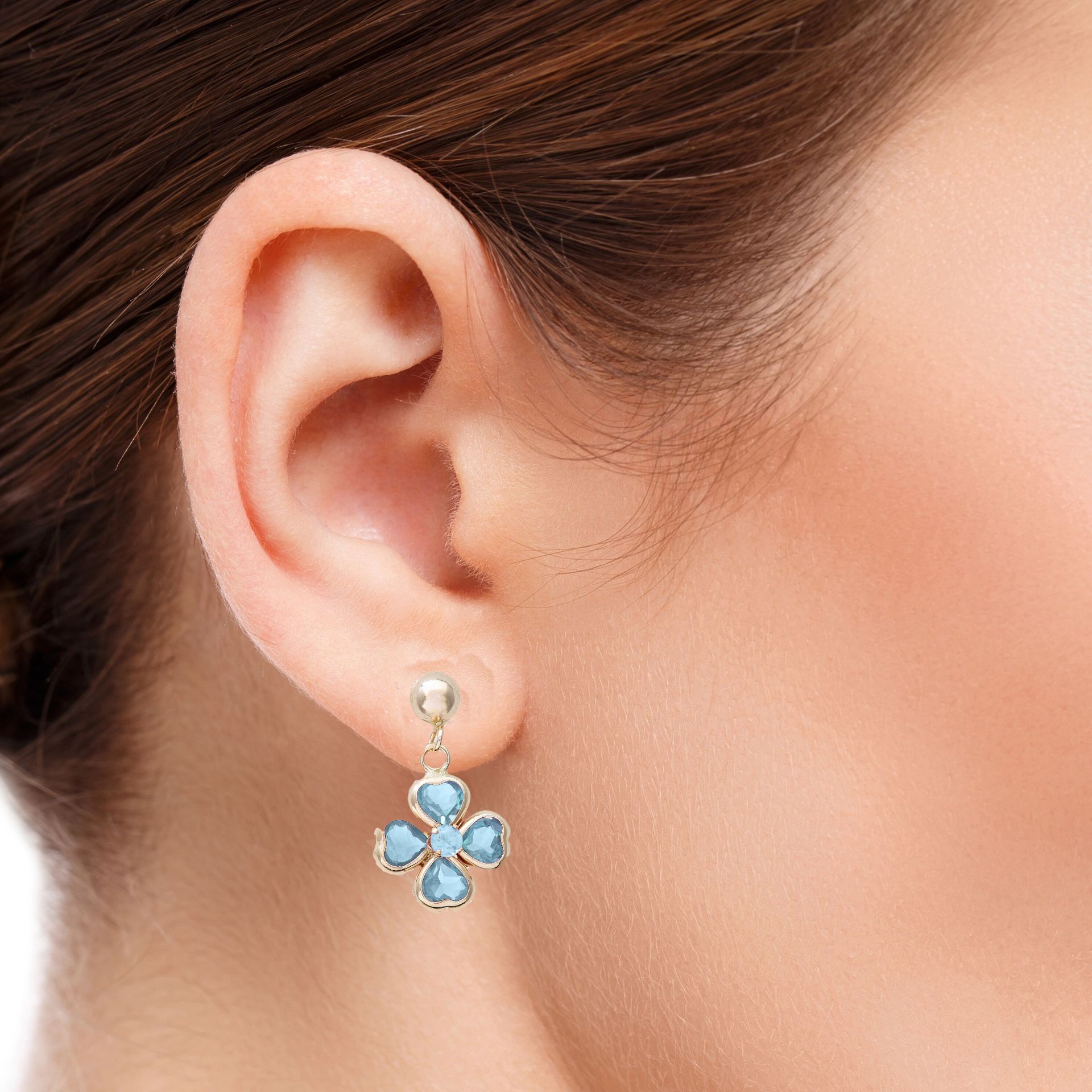 Blue Topaz Natural Gemstone Flower Shaped Earrings - Image 2 of 4