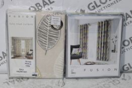 Pairs of Fusion Lennox and Skandi Leaf Designer Curtains 46 x 54Inch and 66 x 54Inch Eyelet Headed