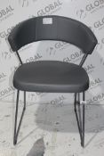 Grey Leather and Grey Metal Caligaris Designer Dining Chair RRP £300 (4101721) (Public Viewing and