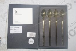 Boxed Broste Copenhagen Rose Gold Titanium Set of 4 Long Spoons RRP £55 (3666455) (Public Viewing