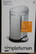 Boxed Simplehuman 6 Litre Stainless Steel Semi Round Step can, RRP£30.00 (3784443) (Public Viewing