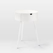 Boxed Westelm Metal White Single Draw Night Stand RRP £100 (4118029) (Public Viewing and