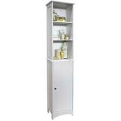 White Wooden Free Standing Tall Bathroom Cabinet, RRP£105.00 (14589) (Public Viewing and