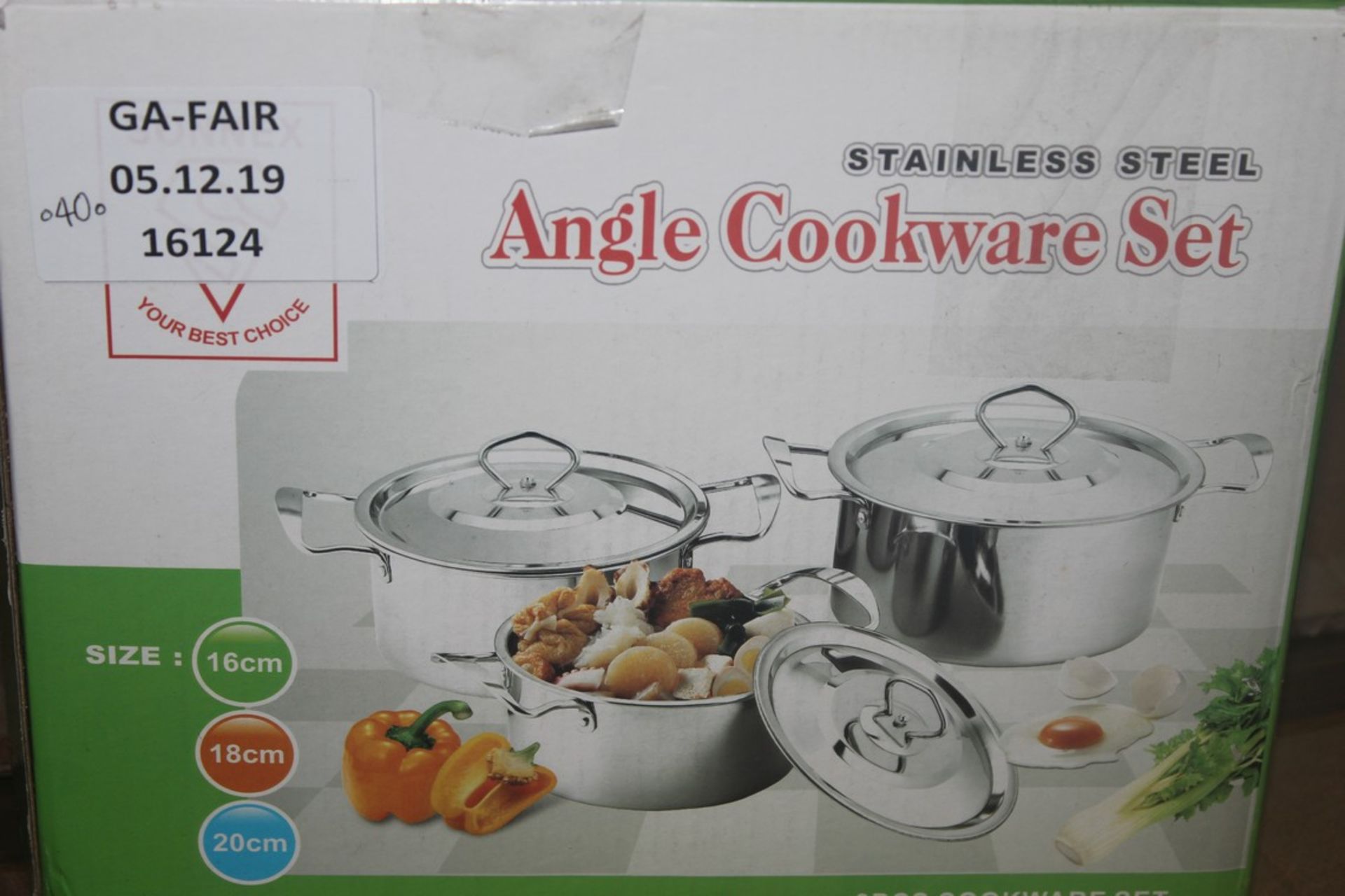 Boxed Angle Stainless Steel Cookware Set (Public Viewing and Appraisals Available)