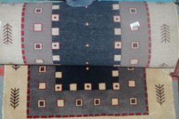 Super Loribaft 79 x 298cm Blue and Beige Designer Floor Runner RRP £1,260