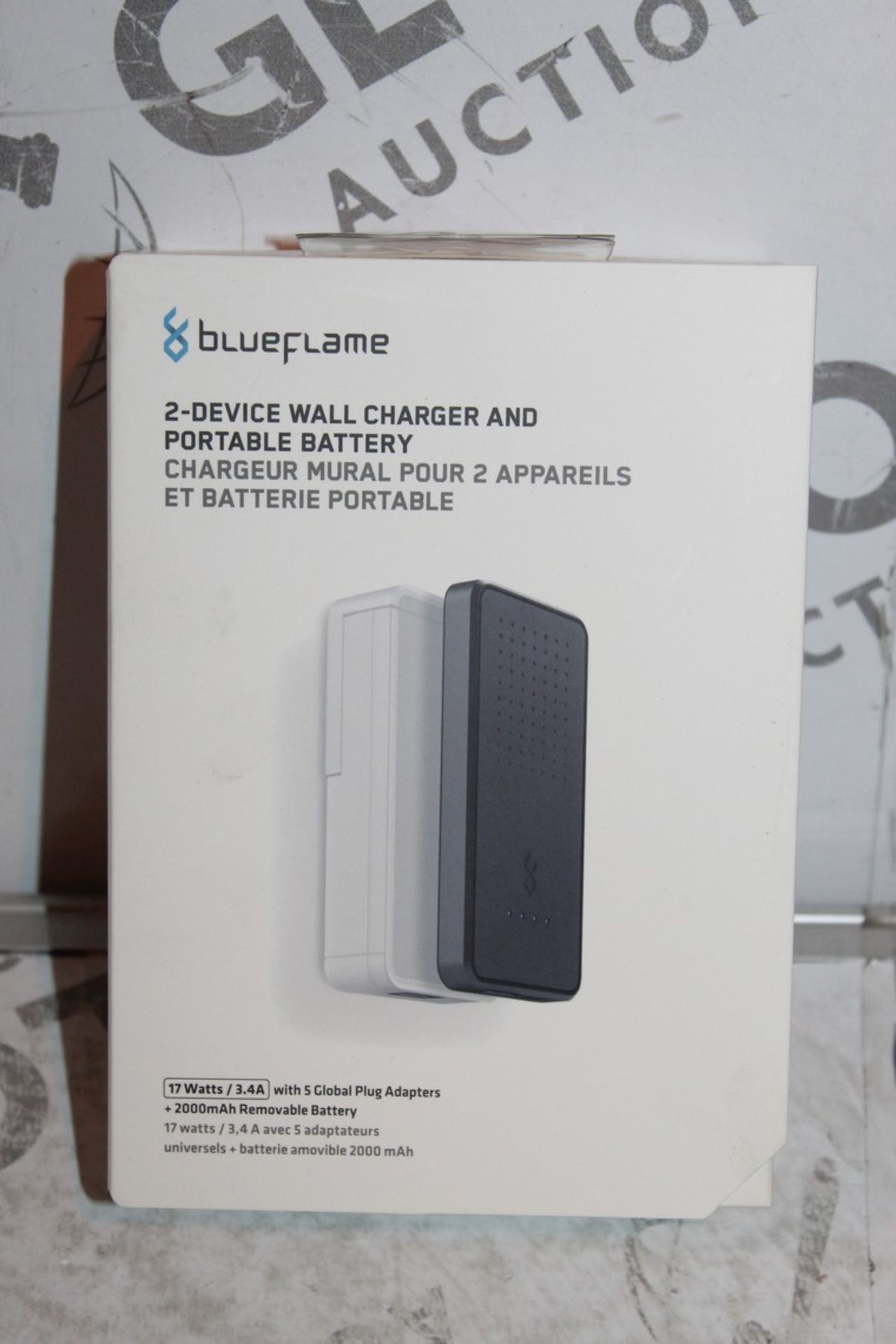 Lot to Contain 2 Boxed Blue Flame 2 Device Wall Chargers with Portable Batteries Combined RRP £70