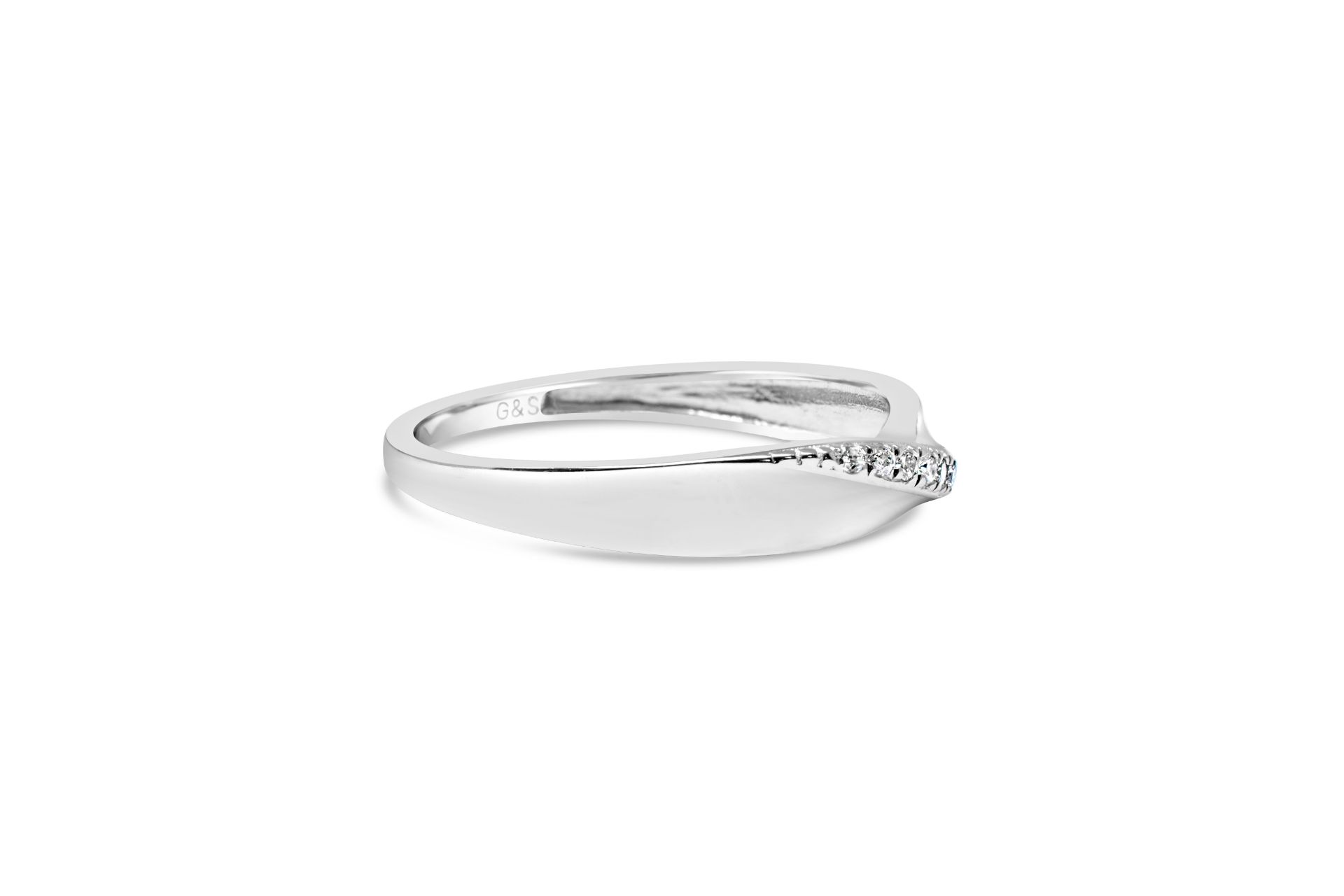 9CT White Gold Diamond Band with Twist, Size N, Me - Image 3 of 4