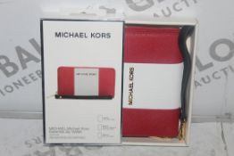 Lot to Contain 3 Boxed Michael Kors Red and White Essential Zip Wallets Combined RRP £90