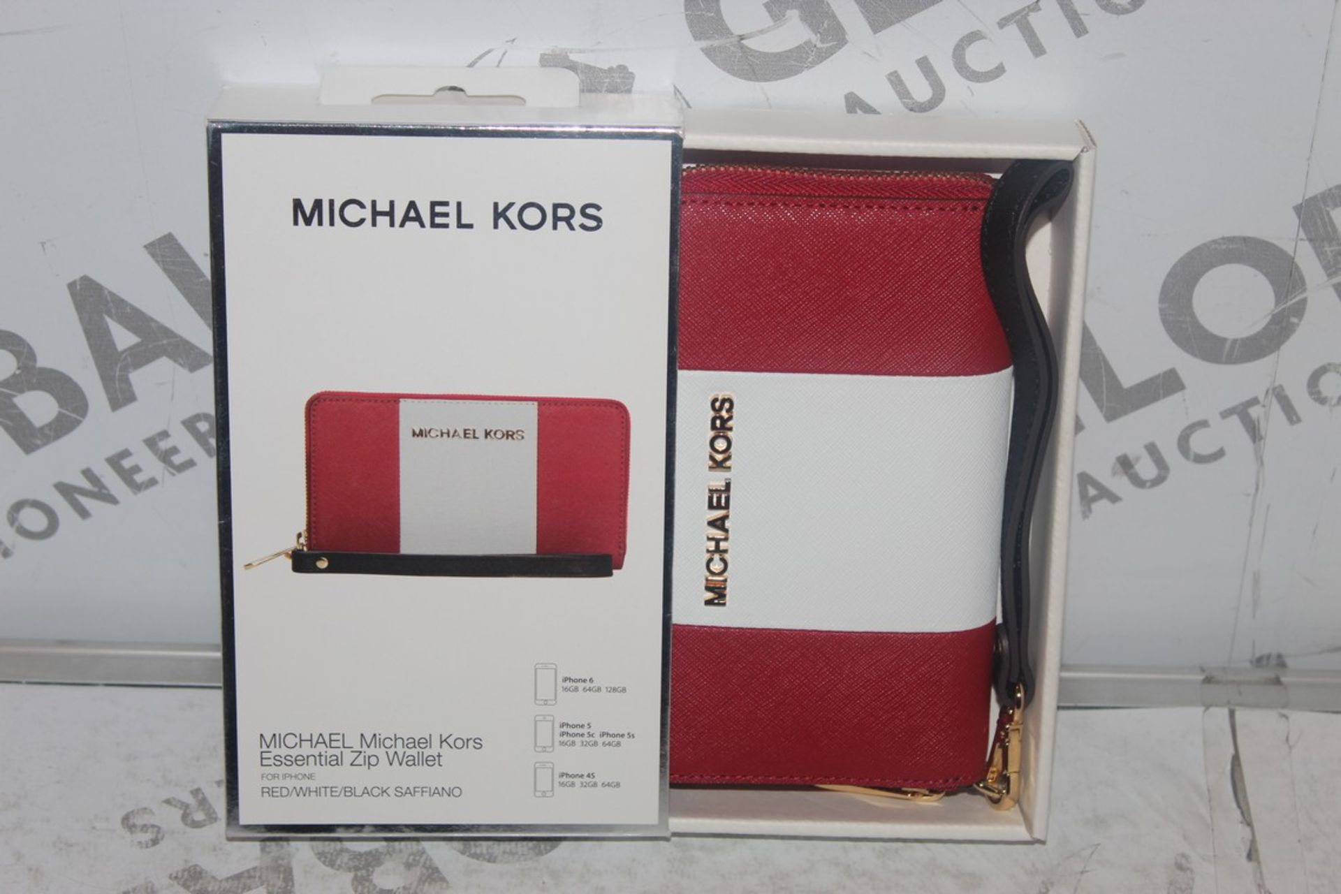 Lot to Contain 3 Boxed Michael Kors Red and White Essential Zip Wallets Combined RRP £90