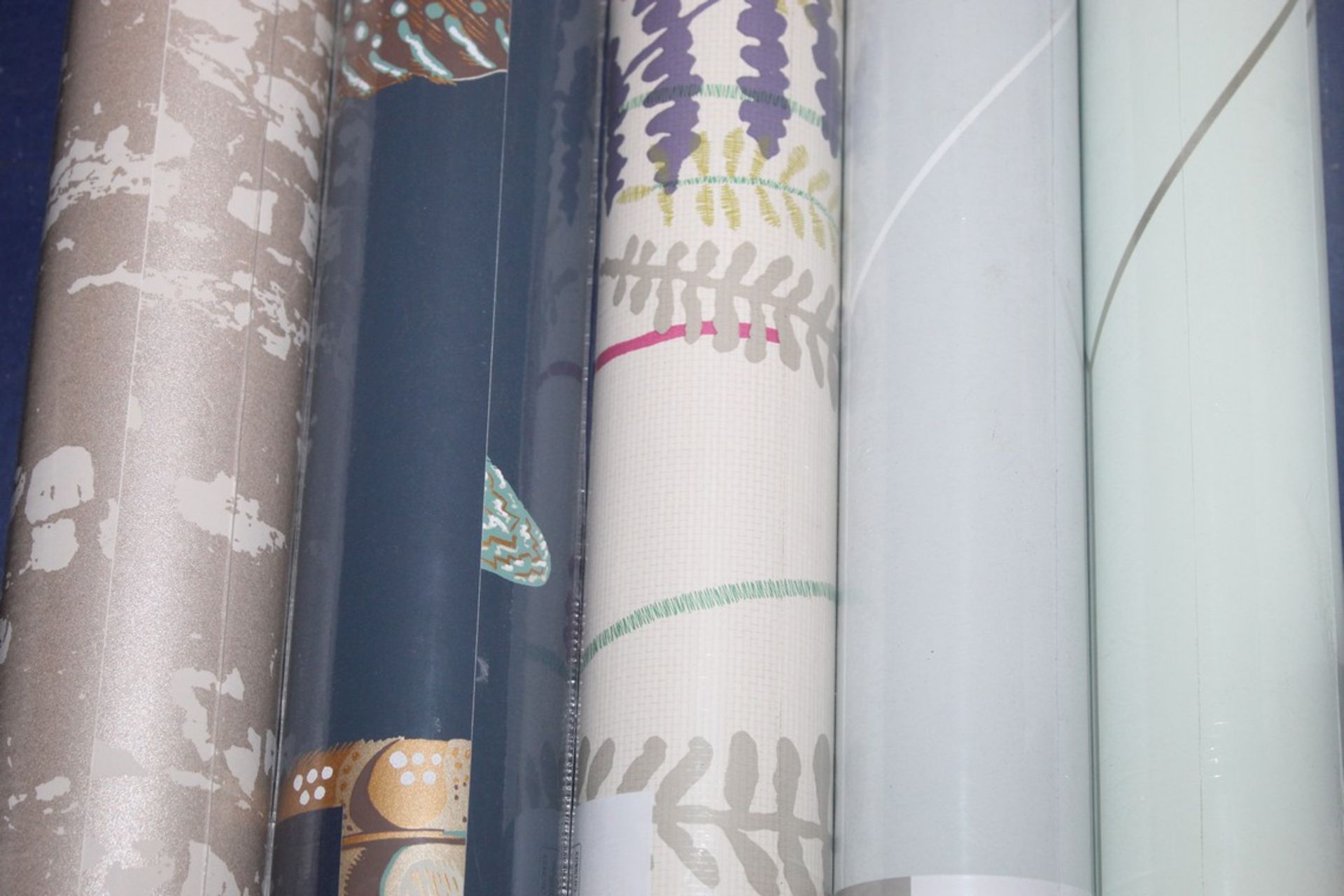 Lot to Contain 5 Assorted Brand New Rolls of Designer Wallpaper by Harlequin, Sanderson and Cion