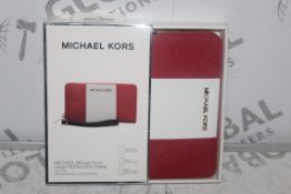 Lot to Contain 3 Boxed Michael Kors Large Multi Functional Red and White Wallets Combined RRP £105