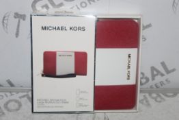 Lot to Contain 3 Boxed Michael Kors Large Multi Functional Red and White Wallets Combined RRP £105