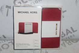 Lot to Contain 3 Boxed Michael Kors Large Multi Functional Red and White Wallets Combined RRP £105