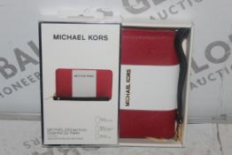 Lot to Contain 3 Boxed Michael Kors Red and White Essential Zip Wallets Combined RRP £90