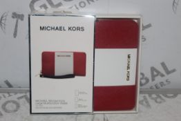 Lot to Contain 3 Boxed Michael Kors Large Multi Functional Red and White Wallets Combined RRP £105