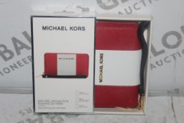 Lot to Contain 3 Boxed Michael Kors Red and White Essential Zip Wallets Combined RRP £90