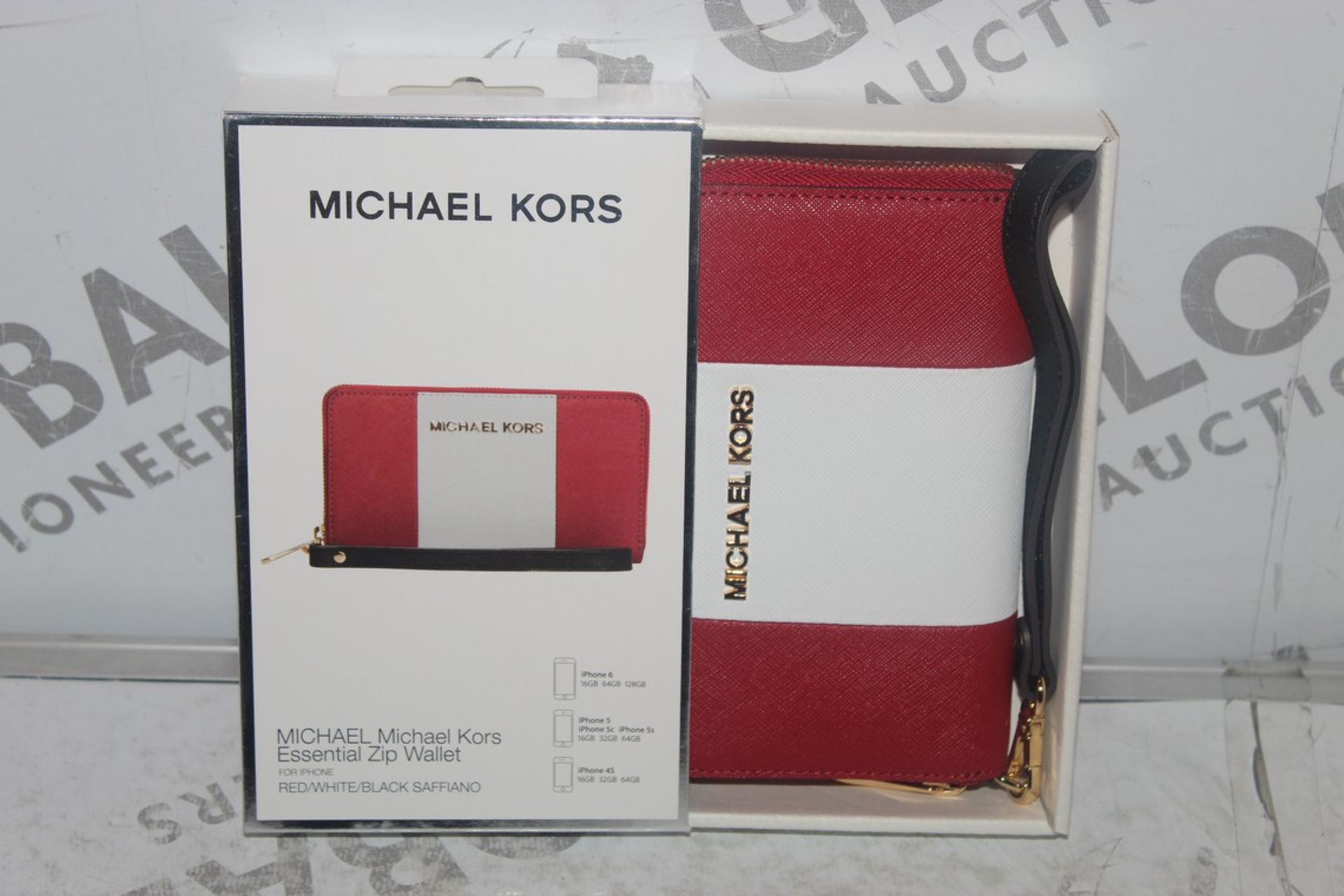 Lot to Contain 3 Boxed Michael Kors Red and White Essential Zip Wallets Combined RRP £90