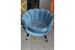 Teal Black Wooden Leg Chrome Tip Scallop Back Egg Chair RRP £400 (16344) (Public Viewing and