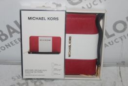 Lot to Contain 3 Boxed Michael Kors Red and White Essential Zip Wallets Combined RRP £90