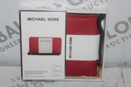 Lot to Contain 3 Boxed Michael Kors Red and White Essential Zip Wallets Combined RRP £90