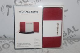 Lot to Contain 3 Boxed Michael Kors Large Multi Functional Red and White Wallets Combined RRP £105