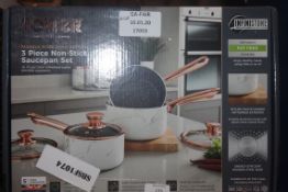 Boxed Tower Rose Gold 3 Piece Non Stick Saucepan Set RRP £65 (17003) (Public Viewing and