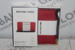 Lot to Contain 3 Boxed Michael Kors Red and White Essential Zip Wallets Combined RRP £90