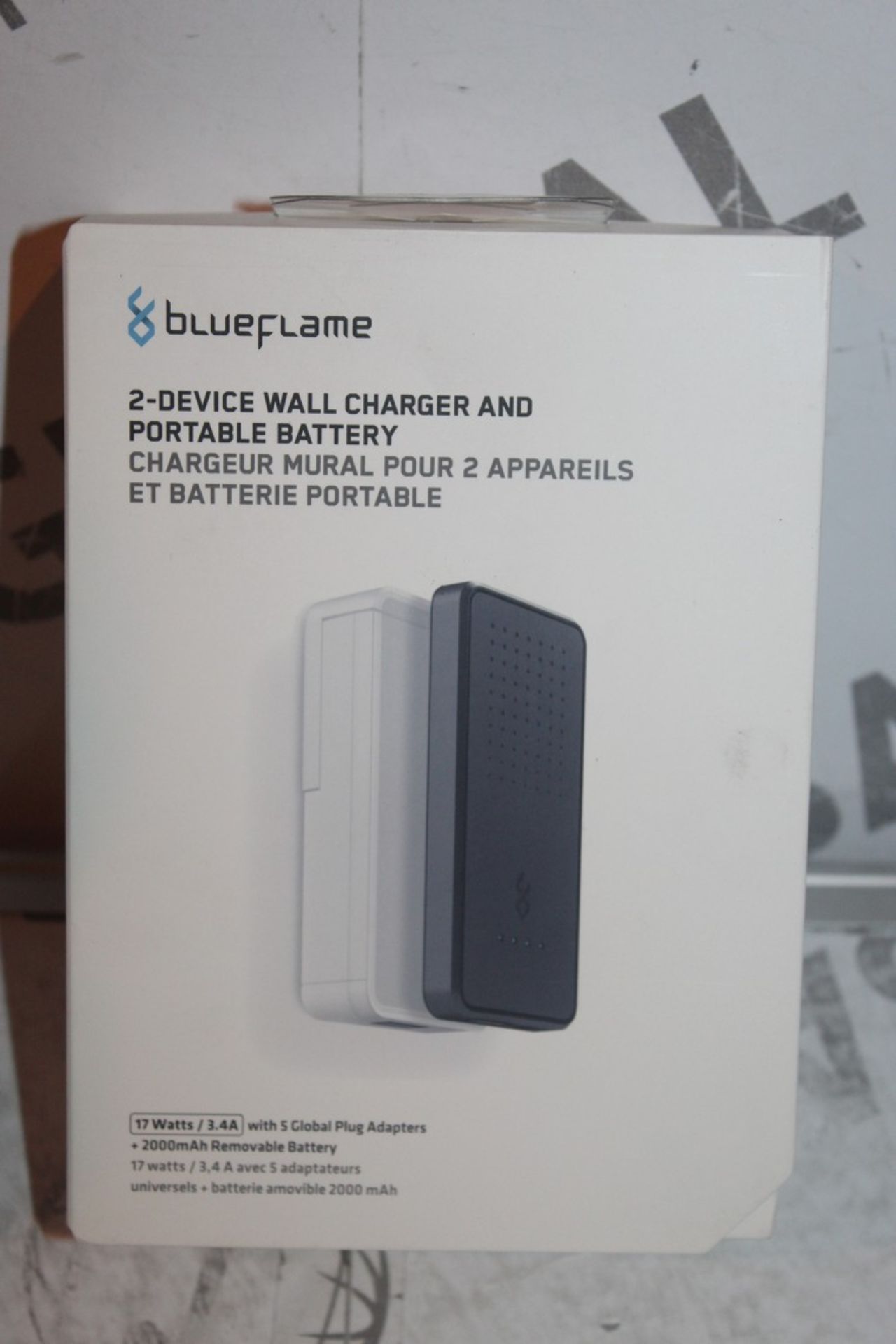 Boxed Brand New Blue Flame World of Power 2 Device Wall Charger and Portable Battery RRP £45