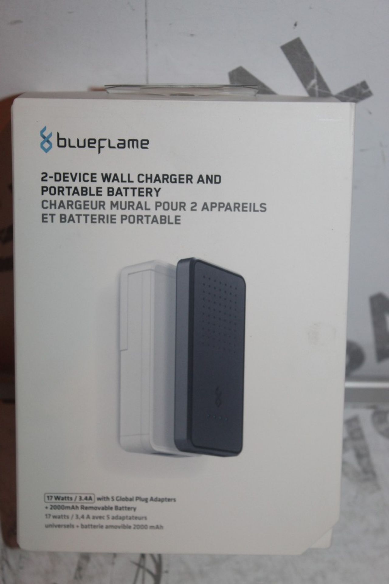 Boxed Brand New Blue Flame World of Power 2 Device Wall Charger and Portable Battery RRP £45