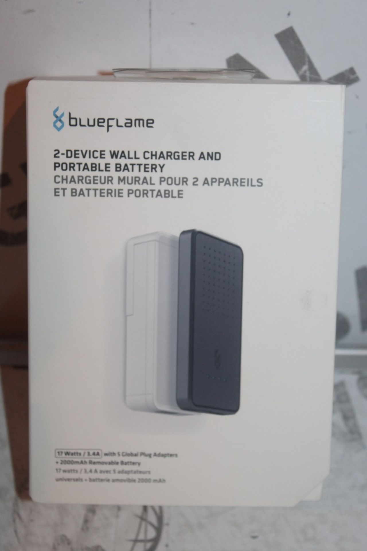 Boxed Brand New Blue Flame World of Power 2 Device Wall Charger and Portable Battery RRP £45