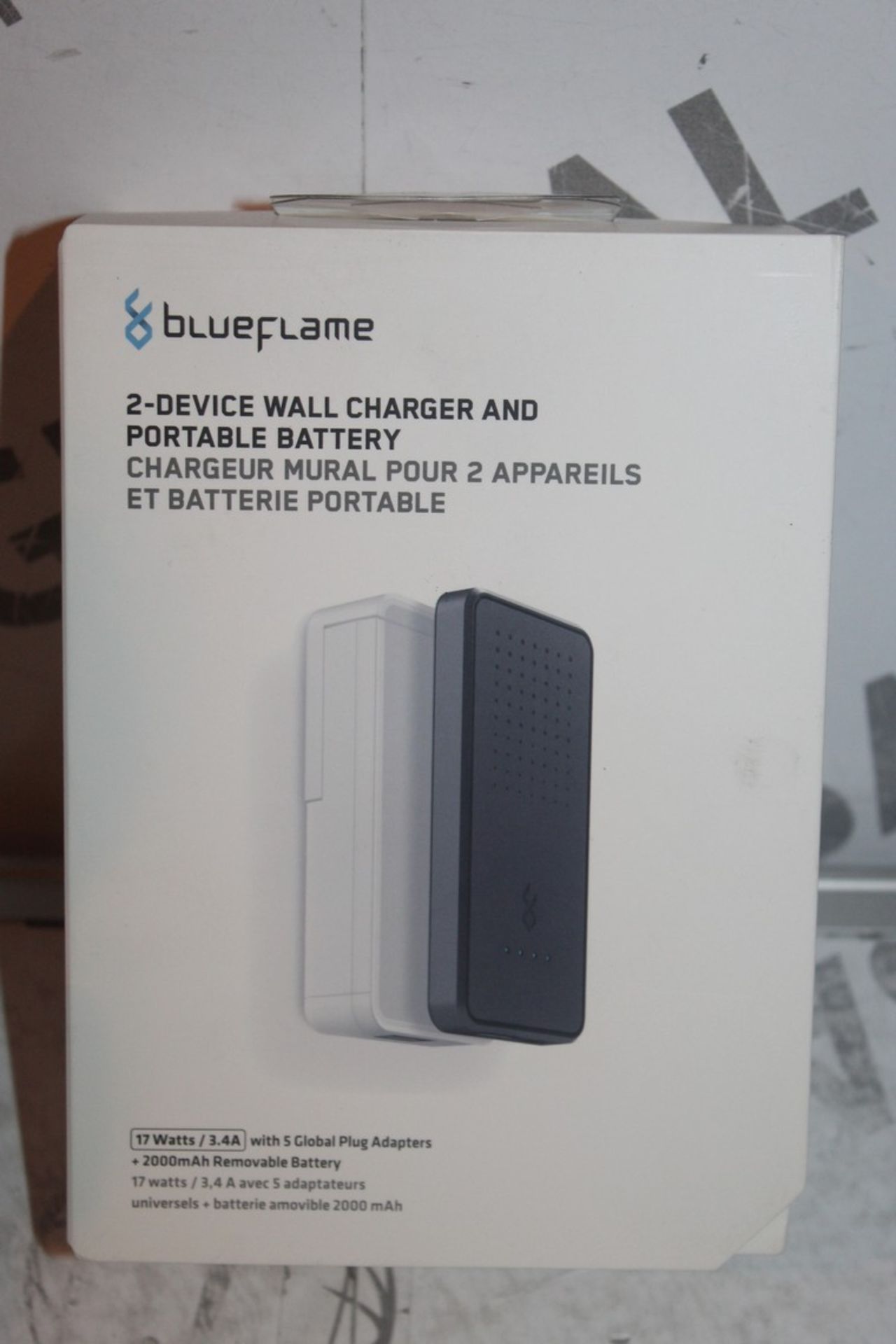 Boxed Brand New Blue Flame World of Power 2 Device Wall Charger and Portable Battery RRP £45