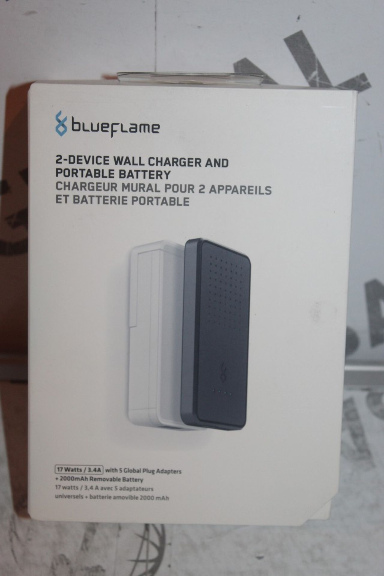 Boxed Brand New Blue Flame World of Power 2 Device Wall Charger and Portable Battery RRP £45