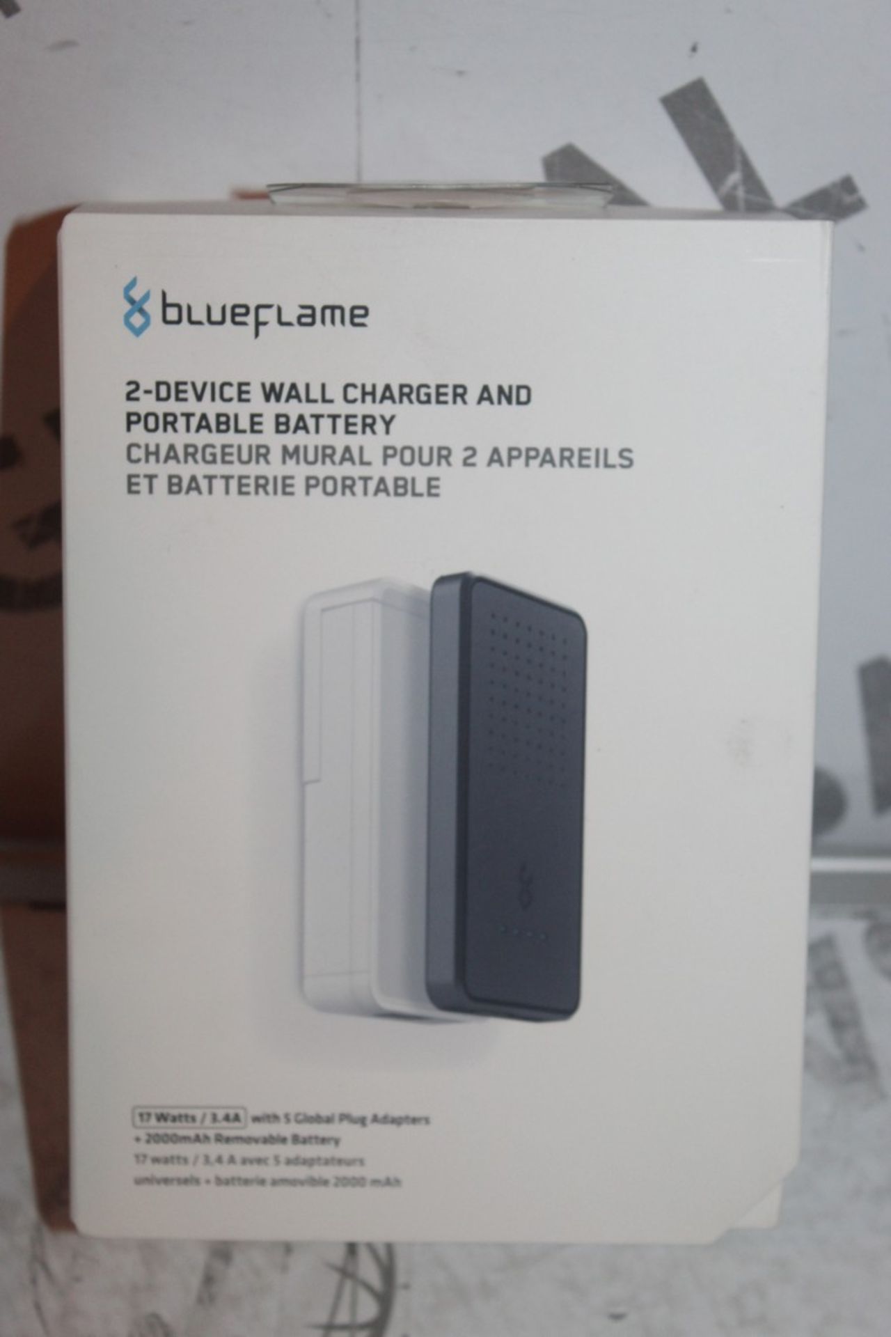 Boxed Brand New Blue Flame World of Power 2 Device Wall Charger and Portable Battery RRP £45