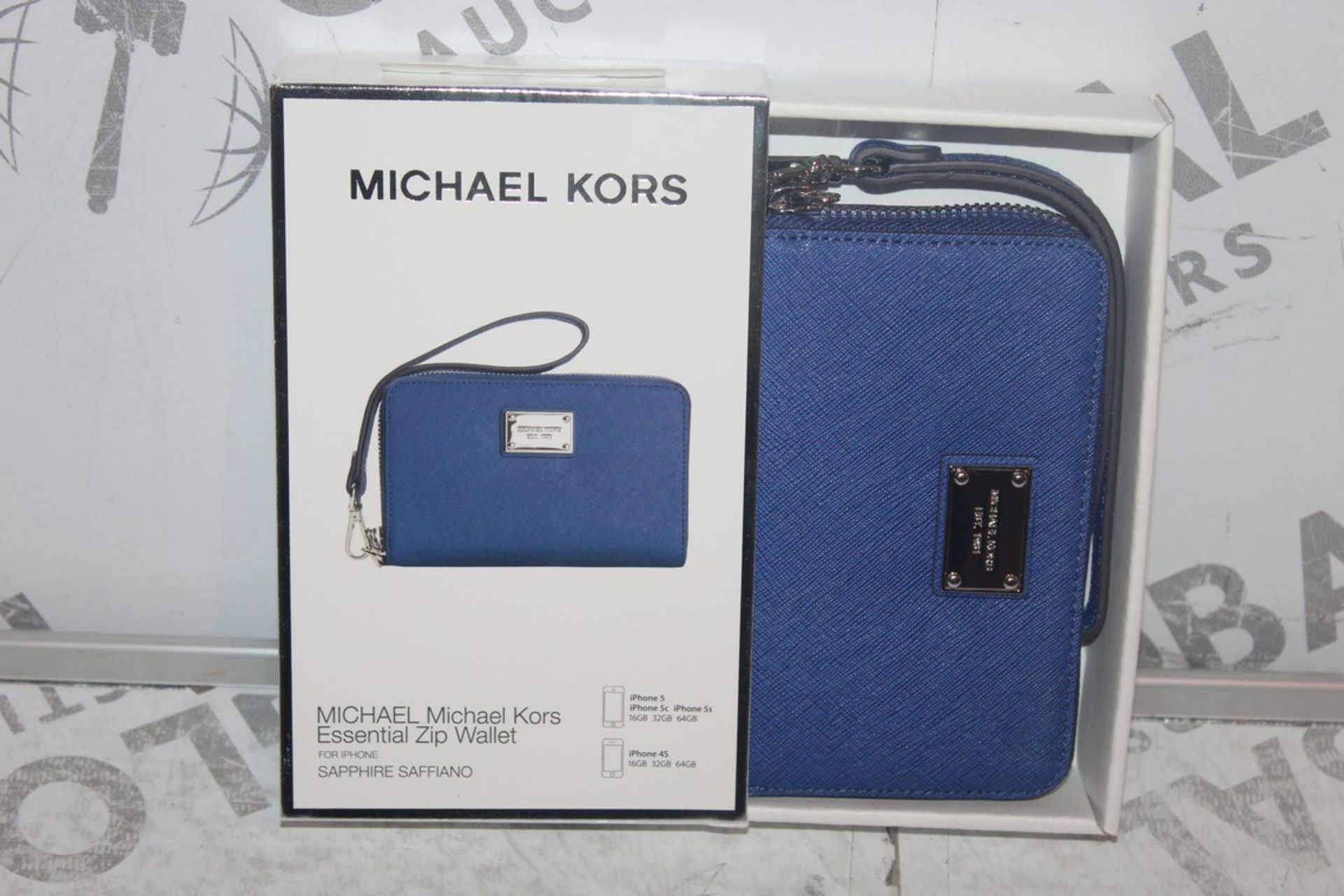 Lot to Contain 5 Boxed Brand New Michael Kors Sapphino Sapphire Essential Zip Wallet with Phone