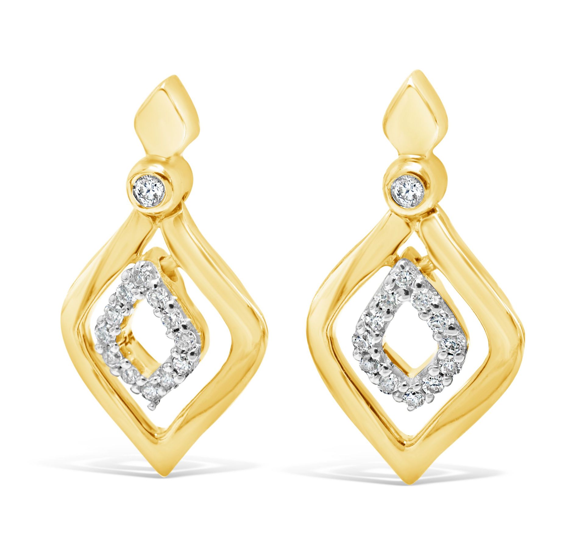 Classic diamond drop earrings, Metal 9ct yellow gold, Weight 1.9, Diamond Weight (ct) 0.04, Colour - Image 3 of 3