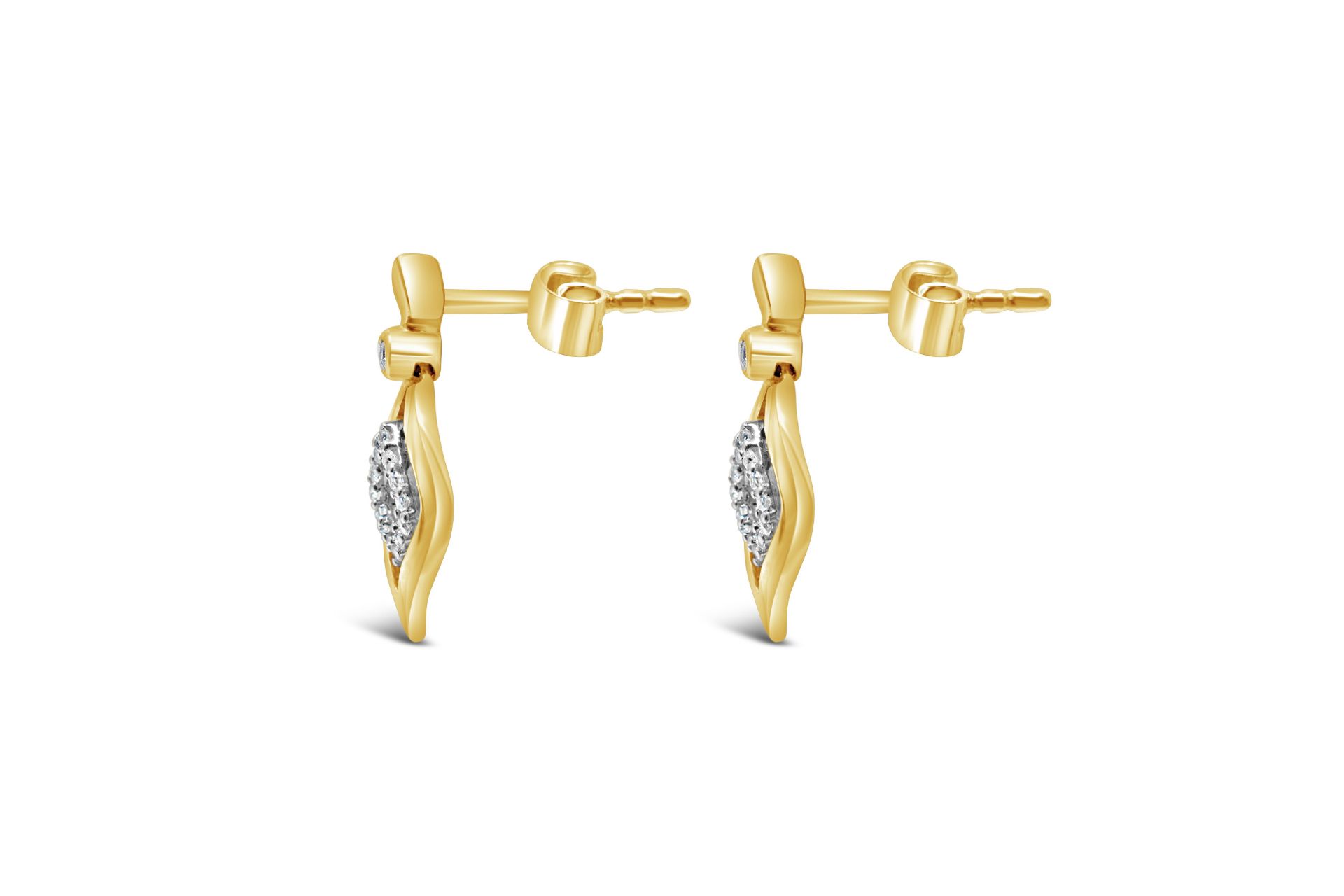 Classic diamond drop earrings, Metal 9ct yellow gold, Weight 1.9, Diamond Weight (ct) 0.04, Colour - Image 2 of 3