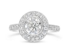 Round Brilliant cut diamond ring. With AGS Certificate, Metal 18ct white gold. Weight 3.15,