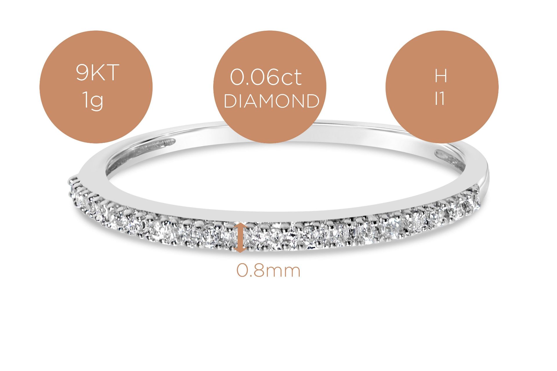 Stackable diamond eternity band, Metal 9ct White Gold, Diamond Weight(ct) 0.06, Colour H, Clarity - Image 2 of 4